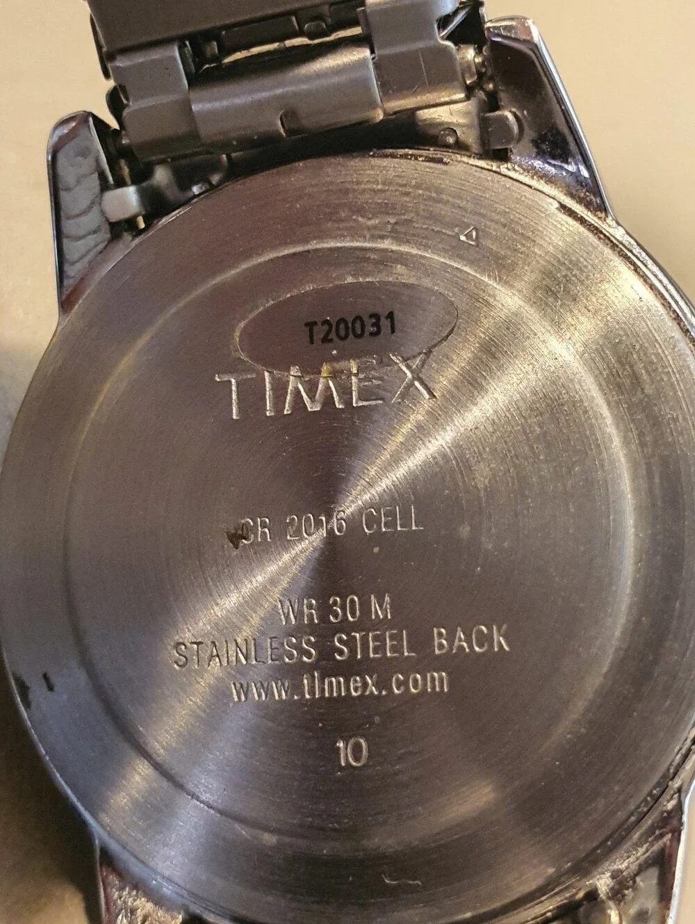 Timex Indiglo T20031 Silver/Black Stainless Steel Men's Watch w/Day-Date
